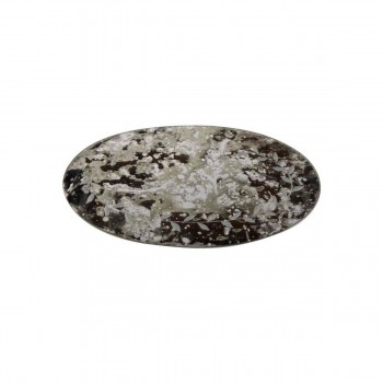 Base Oval em Vidro  Espelhado Rajado Decorado Folhas de Louro C40xL28 cm