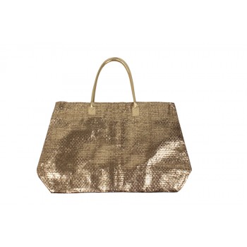 Bolsa Sacola c/ Textura Dourada Poliuretano 52x32 cm