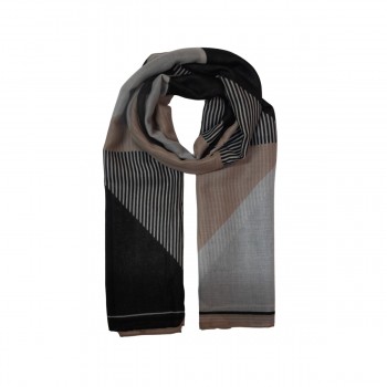 XALE 100%  POLIESTER WILLOW GEOMETRICO BLACK/BROWN 180X90 CM
