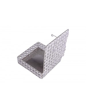 Caixa Decorativa em Metal e Pedrarias em Cristal c/ Pés A6,5xC20xL20 cm