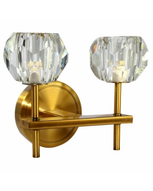 Luminária Arandela de Parede em Metal Dourado e Vidro Duplo 25X18X12 cm