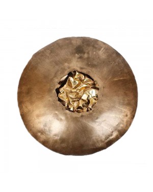 Mandala Decorativa p/ Parede em Metal Dourado c/ Detalhe Central c/ Iluminação D68xE11 cm