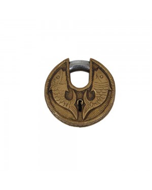 Cadeado Decorativo Redondo em Metal Bronze Personalizado A8xD10xL2 cm