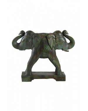 Elefante em Madeira Decorativo Duas Cabeças Verde A51xC68xP17 cm