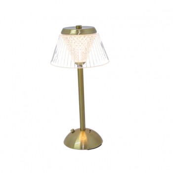 LUMINARIA COM CUPULA DUPLA EM ACRILICO RECARREGAVEL TOUCH  DOURADA 31X16X15
