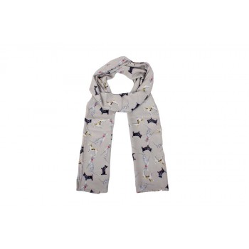 Echarpe Cinza Claro Cachorrinhos Viscose 180x55 cm