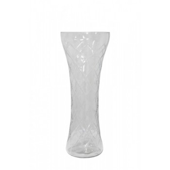 Vaso/Cachepot em Vidro Transparente Trabalhado A28XD11 cm
