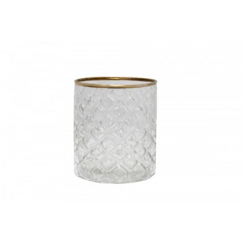 CACHEPOT VIDRO BORDA DOURADA 11 X 10 CM