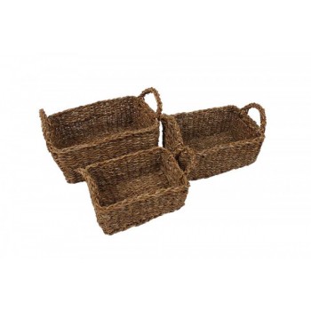 JOGO DE CESTOS 3 PEÇAS RETANGULAR FIBRA NATURAL BDH-76