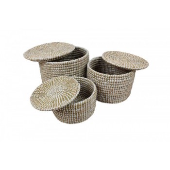 JG 03 PC CESTO DE FIBRA NATURAL C/ TAMPA SCP-22 35X25CM