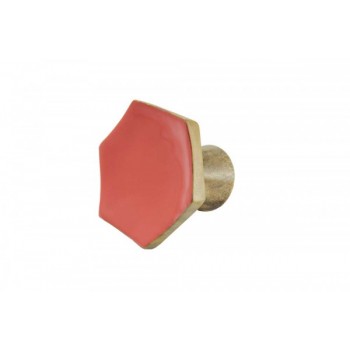 Cabide de Madeira Hexágono Vermelho A7,5xL8xP6 cm