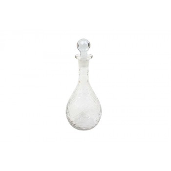 Decanter em Vidro Incolor Trabalhado C/ Tampa A26xD17 cm