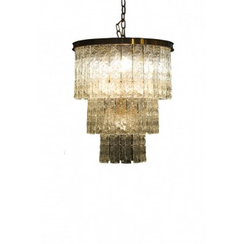 Lustre de Metal com Pedra Natural Banhado a Ouro 52X52X54CM