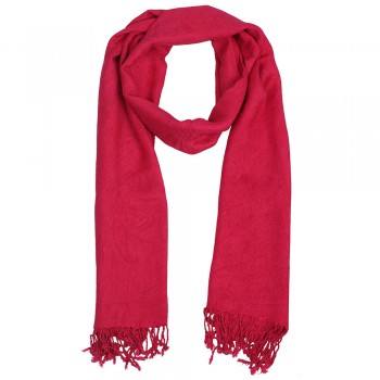 Echarpe Detalhe Jamavar Rosa Pink c/ Franja Viscose 180x50 cm