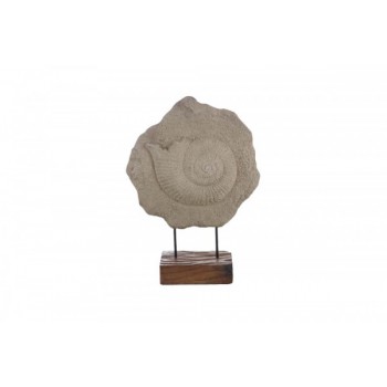 Escultura Caracol em Pedra com Base de Madeira A53xD40 cm