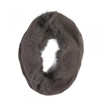Gola Acrílico com Pele Natural Cinza A39xL26 cm