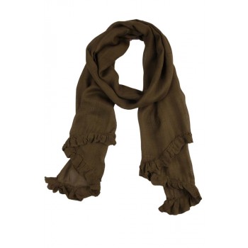 Echarpe Verde Militar c/ Babado em Viscose Detalhado 160x50 cm