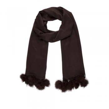 Echarpe Lisa Chocolate c/ Pompom Viscose 180x74 cm