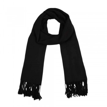 Echarpe em Viscose Lisa Black com Franja 220 g A180xL70 cm