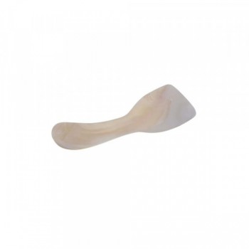 Colher Curva em Madrepérola Branca Artesanal Ponta Quadrada C16,5xL6 cm