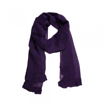 Echarpe Roxo c/ Babado em Viscose Detalhado 160x50 cm