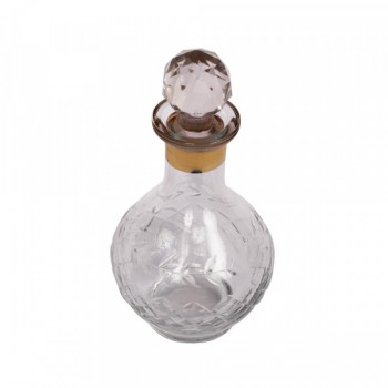 Perfumeira em Vidro Trabalhado c/ Tampa e Detalhe Dourado A15.5XD5 cm