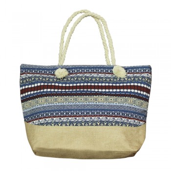 Sacola Estampa Étnica Azul Poliéster e Line 50x35 cm