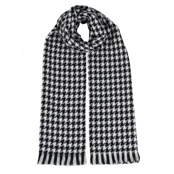 Xale Estampa Pied de Poule Preto com Branco 180X70 CM- Acrilico