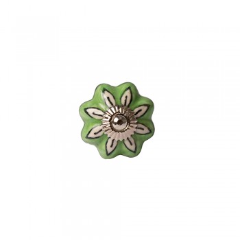 PUXADOR CERAMICA VERDE FOLHA 4X4X3CM*