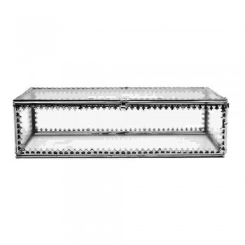 Caixa Vidro Incolor Retangular Acabamento Metal Trabalhado