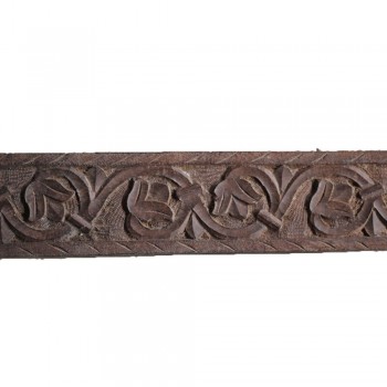 Escultura Retangular de Madeira Talhada com Flores L195xA12 cm