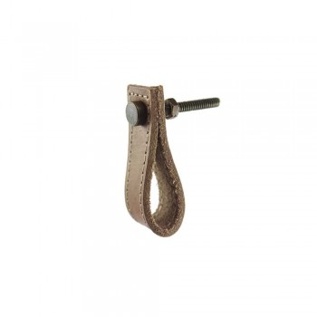 Puxador Decorativo Luxuoso em Couro Marrom c/ Metal 6x2x1 cm