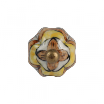 Puxador em Cerâmica Decorado com Flor de Bule 3x3x6cm