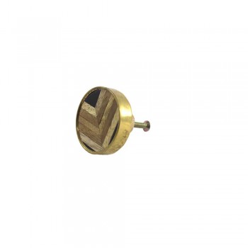 Puxador Redondo Geométrico em Madeira e Metal A4XL4XC2,5 cm