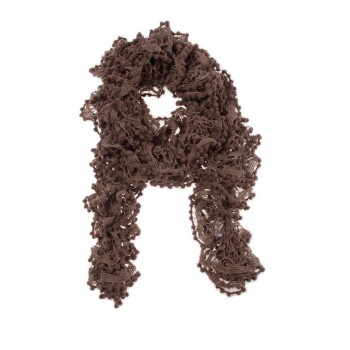 Echarpe Acrílico com Mini Pompons Marrom A160 xL10 cm