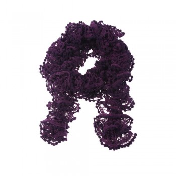Echarpe Acrílico com Mini Pompons Roxo A160xL10 cm
