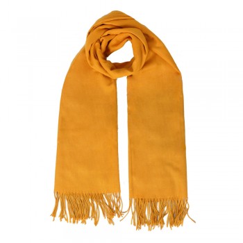 Echarpe Lisa Toque de lã Caramelo c/ Franjas Poliéster e Viscose 180x68 cm