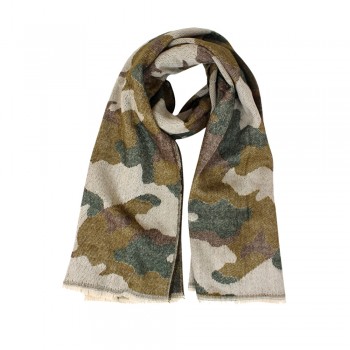 Cachecol Camuflado Verde e Marrom Acrílico 180x62 cm