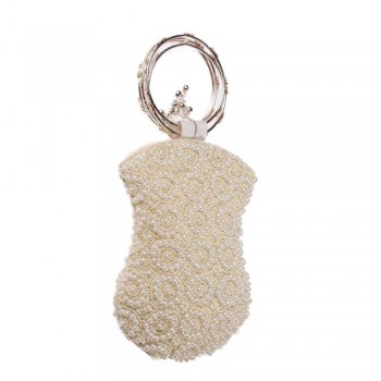 Bolsa em Tecido Bordada com Pérolas A25xC13 cm