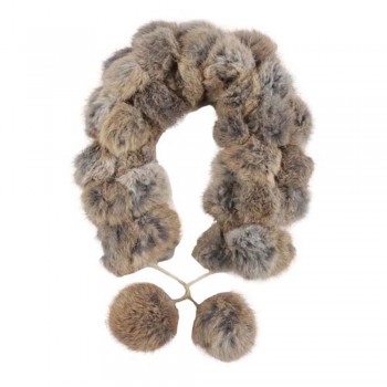 Echarpe Pele Natural Marrom/Cinza A75xL12 cm