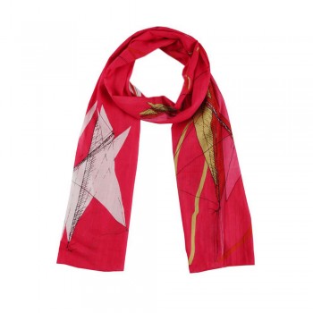 Echarpe em Algodão Pink Estampa Estrelas Grandes A180xL50 cm
