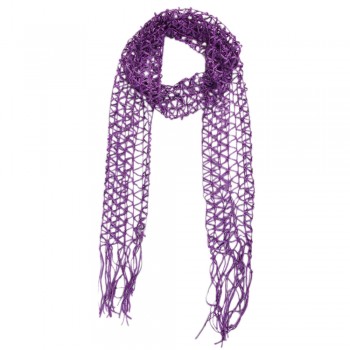 Echarpe em Poliéster Vazado Roxo com Franja A150xL15 cm