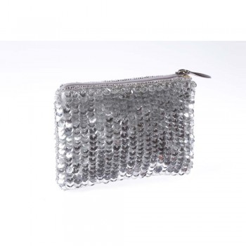 Porta Moedas com Paetês Prata A9xC12 cm
