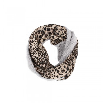 Gola Animal Print Onça Cinza Dupla Face Poliéster 78x27 cm