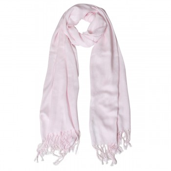 Echarpe Lisa Rosa Claro 150g c/ Franja Viscose 180x70 cm