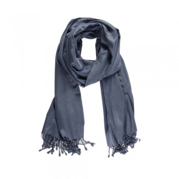 Echarpe em Viscose Lisa Chumbo com Franja 220 g A180xL70 cm