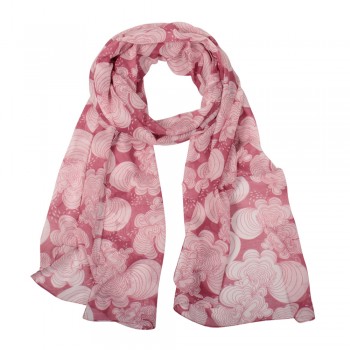 Echarpe Floral Abstrato Magenta/Rose Poliester  180x55 cm