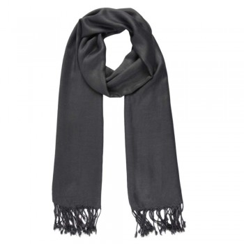 Echarpe Lisa Chumbo 150g c/ Franja Viscose 180x70 cm