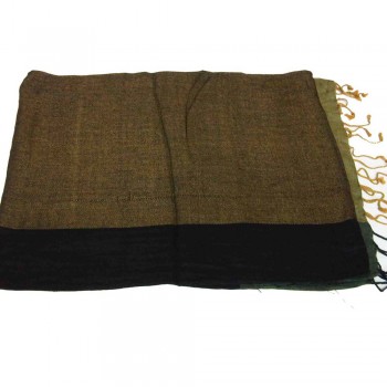 Echarpe em Viscose Duo Color Verde e Preto com Franja A180xL60 cm