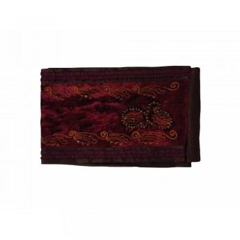 Echarpe Vermelho Bordô Bordado em Veludo 150x25 cm